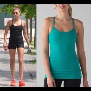 New Nike dri fit power y scoop neck racerback dainty strap built-in bra tank top